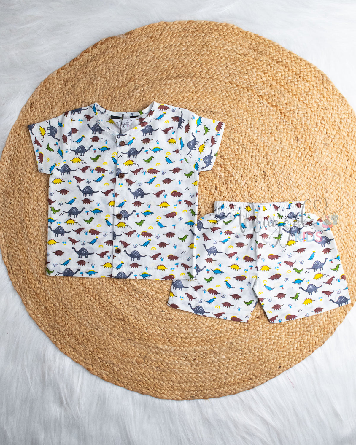Ready to Ship: Draco Fury Dinosuar Printed Jhabla and Shorts Set with Sleeves