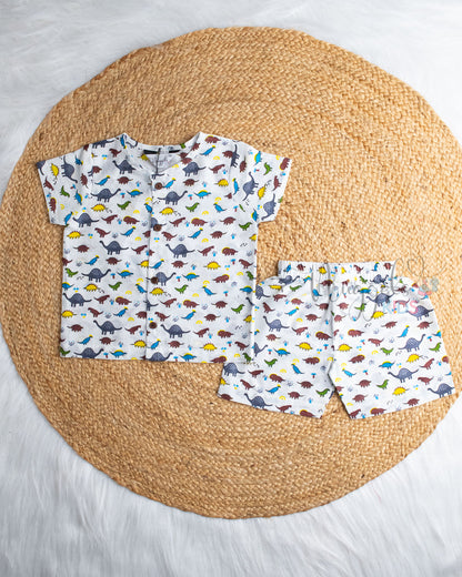 Ready to Ship: Draco Fury Dinosuar Printed Jhabla and Shorts Set with Sleeves