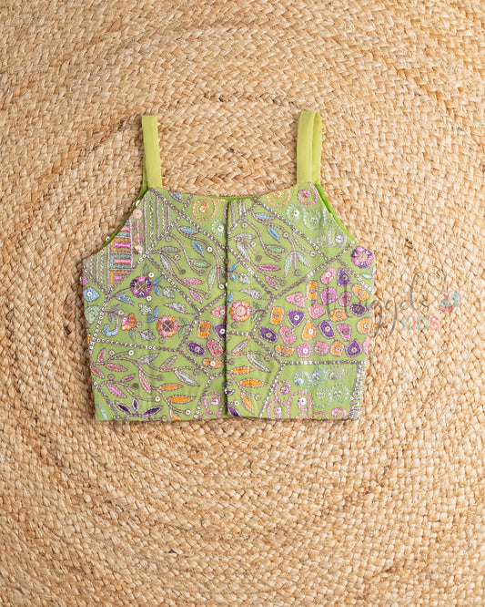 Ready to Ship: Olive Green Designer Spaghetti Crop Top