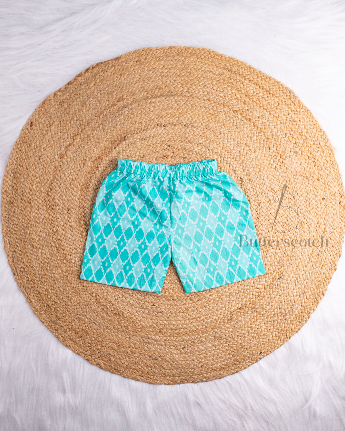 Ready to Ship: Turquoise Cambric Cotton Short Set With Ruffle Sleeves
