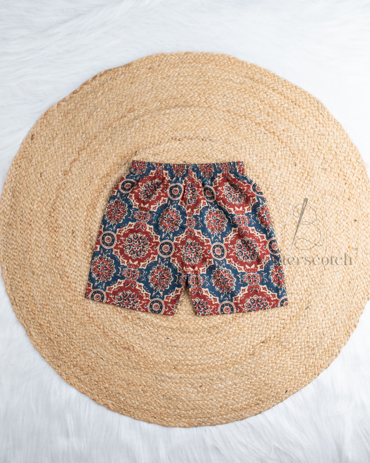 Ready to Ship: Ajrakh Maroon Cotton Short Set And Ruffle Sleeves