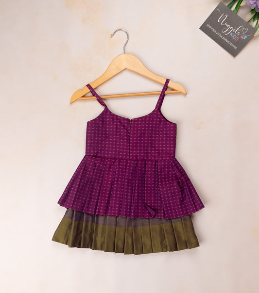 Pre Order: Two layered semi silk newborn frock with bow detailing