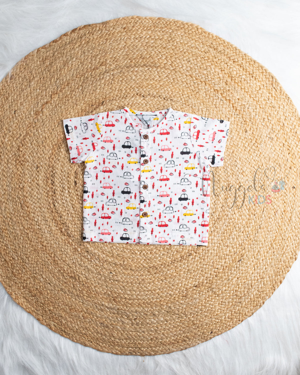 Ready to Ship: Tiny Journey Car Printed Jhabla and Shorts Set with Sleeves