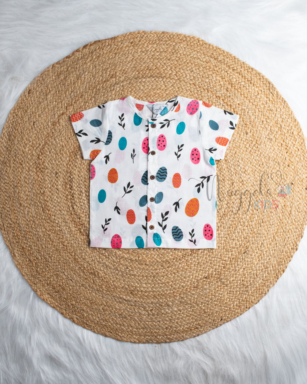 Ready to Ship: Quirky Leaf Printed Jhabla and Shorts Set with Sleeves
