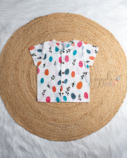 Ready to Ship: Quirky Leaf Printed Jhabla and Shorts Set with Sleeves