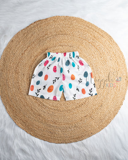 Ready to Ship: Quirky Leaf Printed Jhabla and Shorts Set with Sleeves