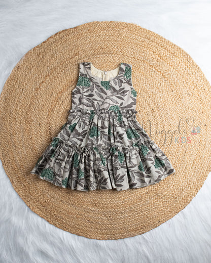 Ready to Ship: Biege Cambric Cotton Sleeveless Frock