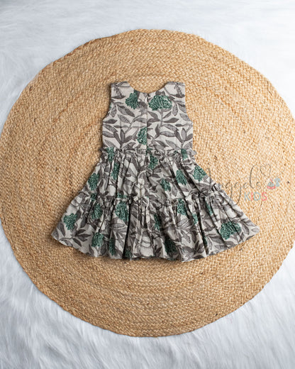 Ready to Ship: Biege Cambric Cotton Sleeveless Frock
