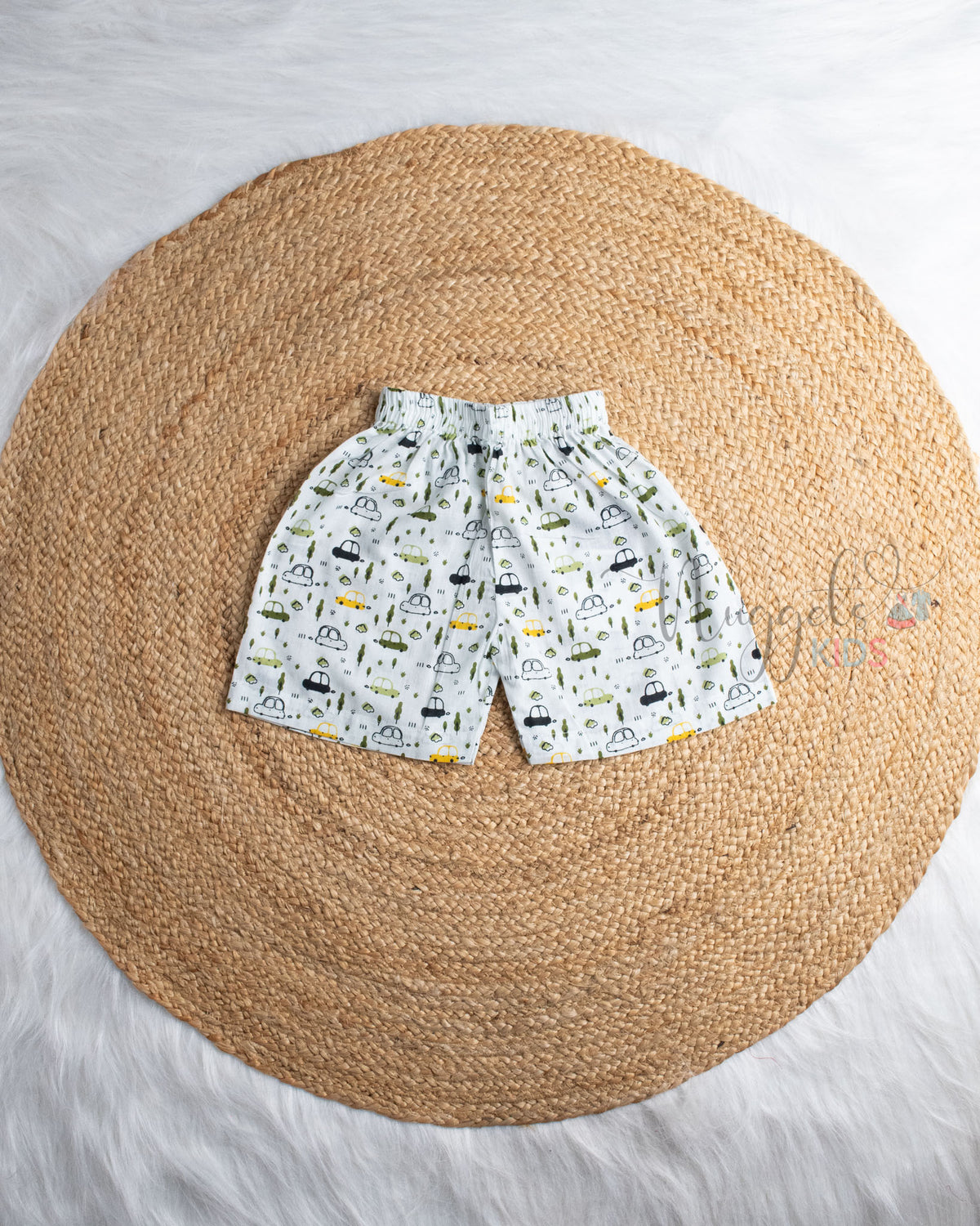 Ready to Ship: Velocity Mini Car Printed Sleeveless Jhabla and Shorts Set