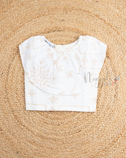 Ready to Ship: Offwhite Hakoba Crop Top  And Straight Cotton Palazzo Pant