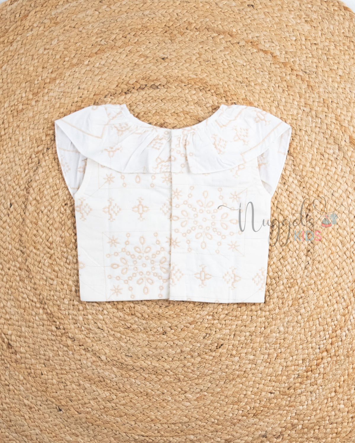 Ready to Ship: Offwhite Hakoba Crop Top  And Straight Cotton Palazzo Pant