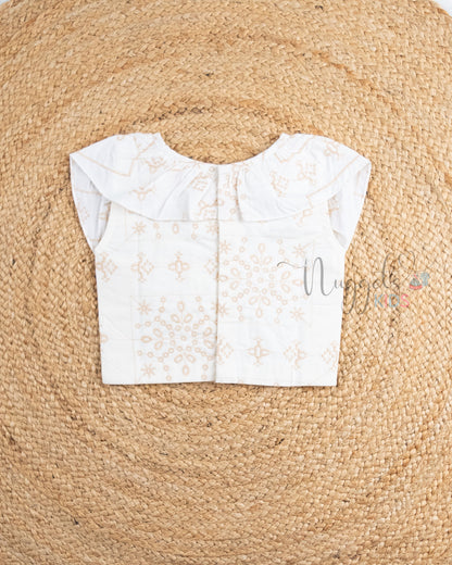 Ready to Ship: Offwhite Hakoba Crop Top  And Straight Cotton Palazzo Pant