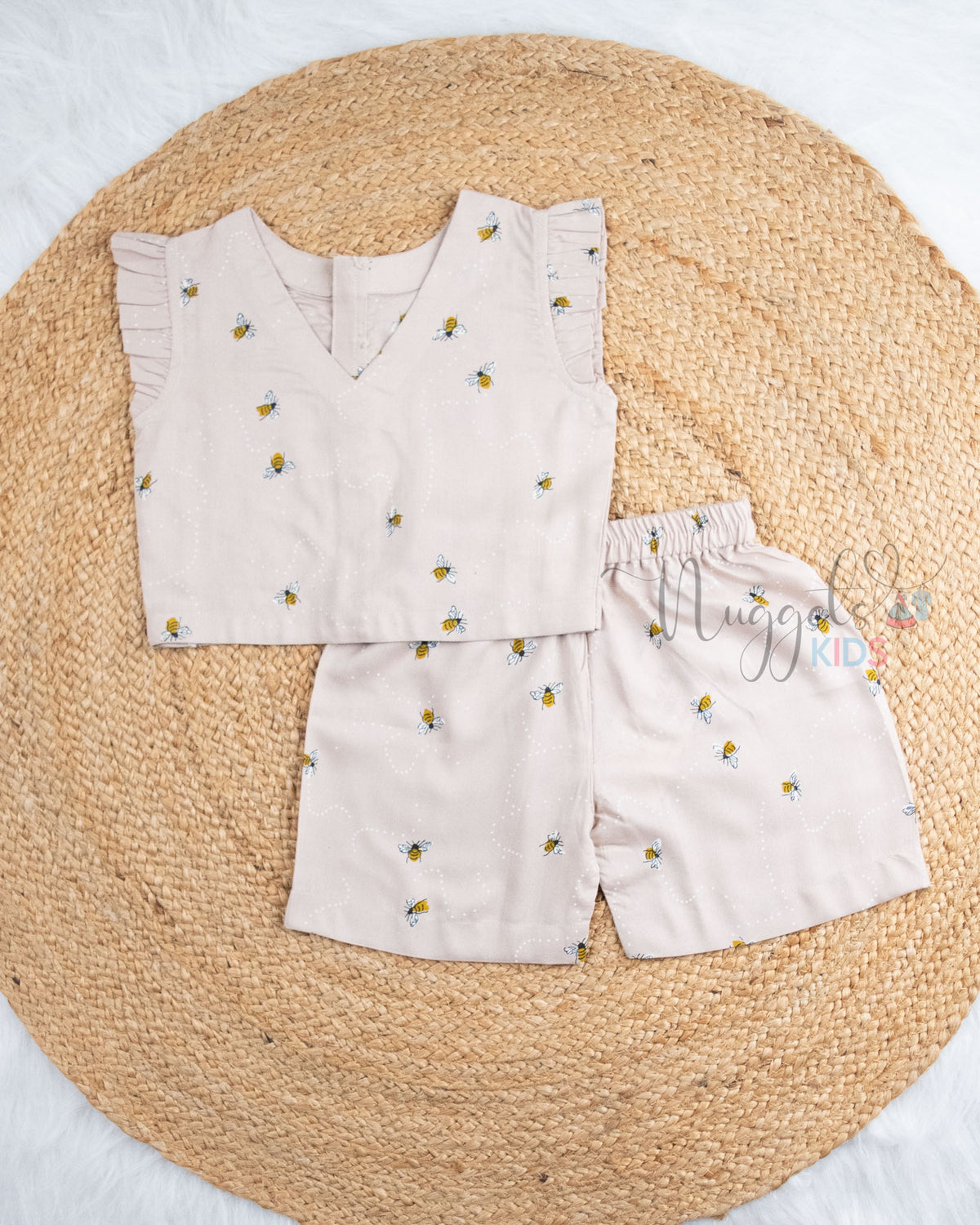 Ready to Ship: Beige Bee Cotton Co_ords