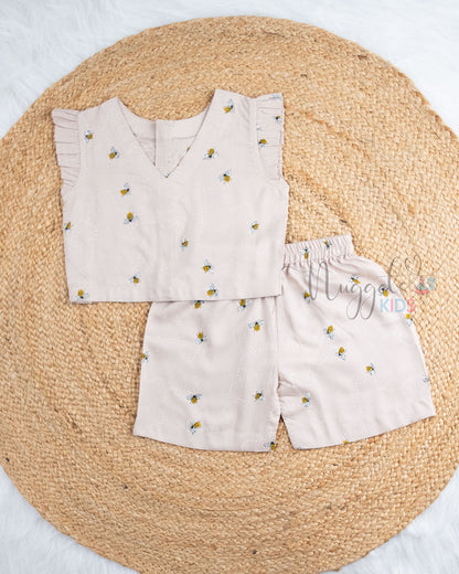 Ready to Ship: Beige Bee Cotton Co_ords