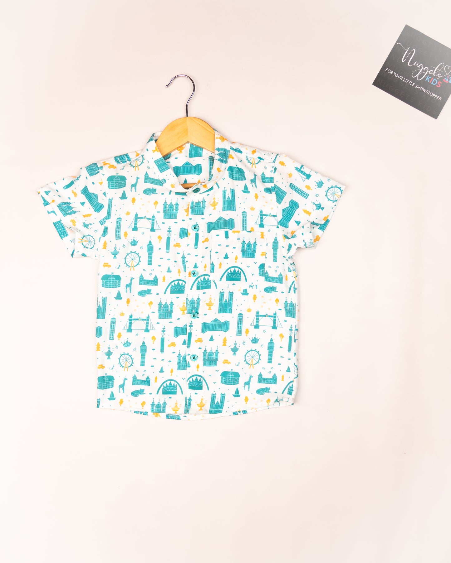Ready to Ship: London Printed Swiss Cotton Shirt with Front Pocket