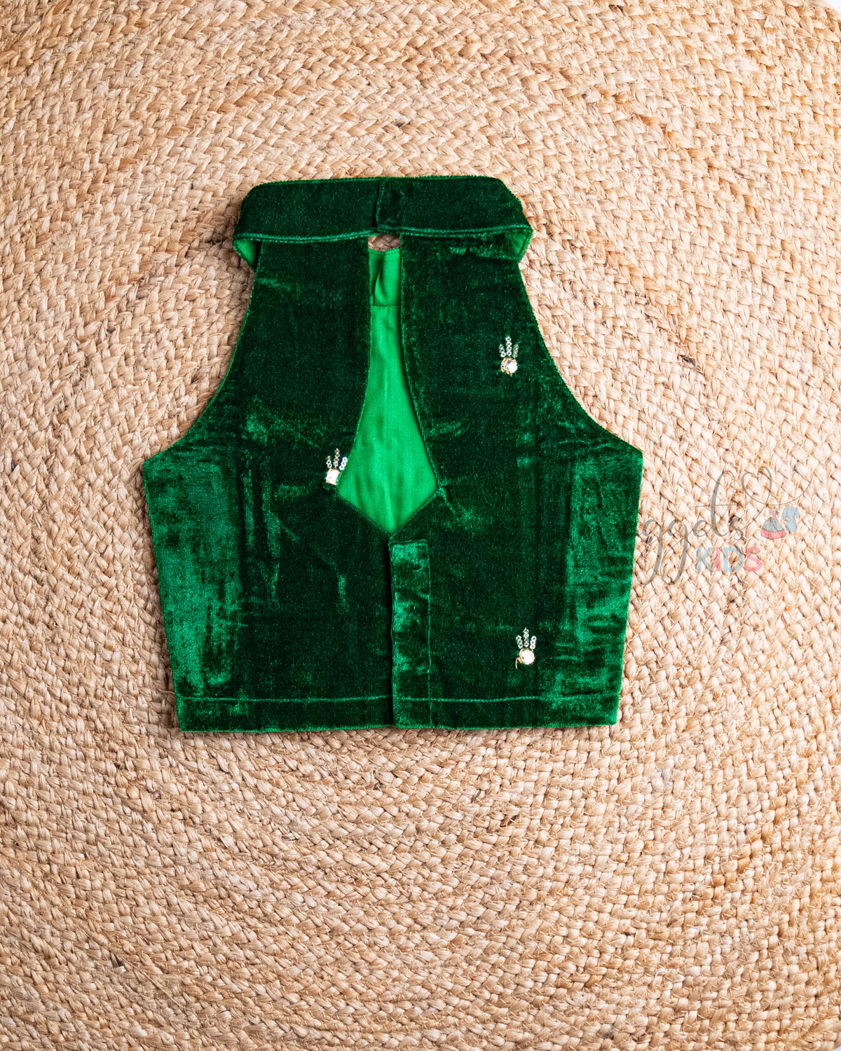 Ready to Ship: Green Velvet Designer Halter Neck Top