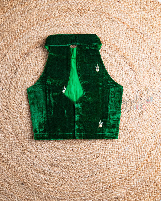 Ready to Ship: Green Velvet Designer Halter Neck Top