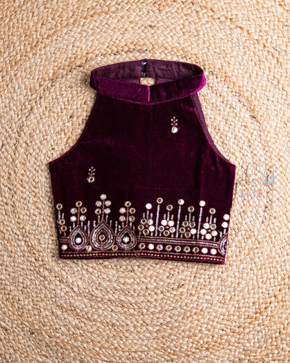 Ready to Ship:  Purple Velvet Designer Halter Neck Top