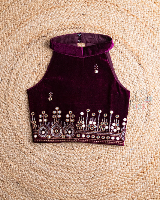 Ready to Ship:  Purple Velvet Designer Halter Neck Top