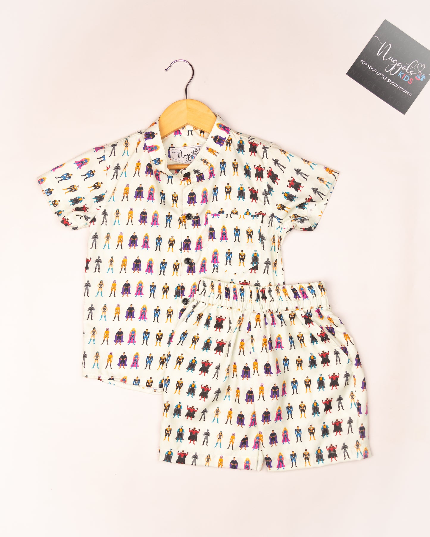 Ready to Ship: Super Heroes Printed Swiss Cotton Co-ord Set