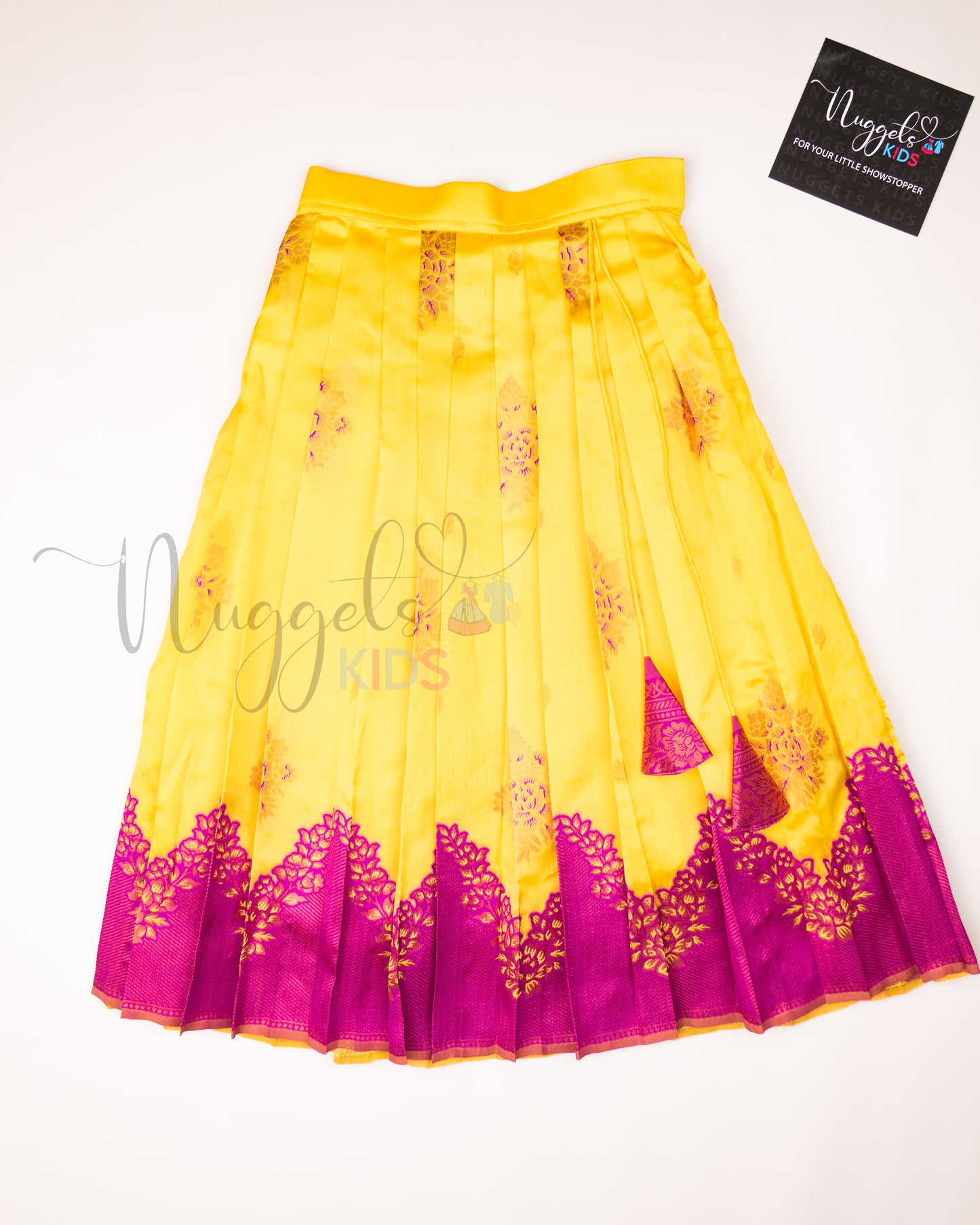 Ready to Ship: Yellow and Purple Designer Pattern Blouse Pattu Pavada Set