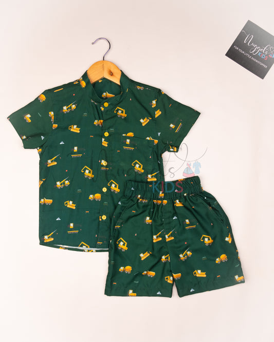 Ready to Ship: Tractor Printed Swiss Cotton Co-ord Set