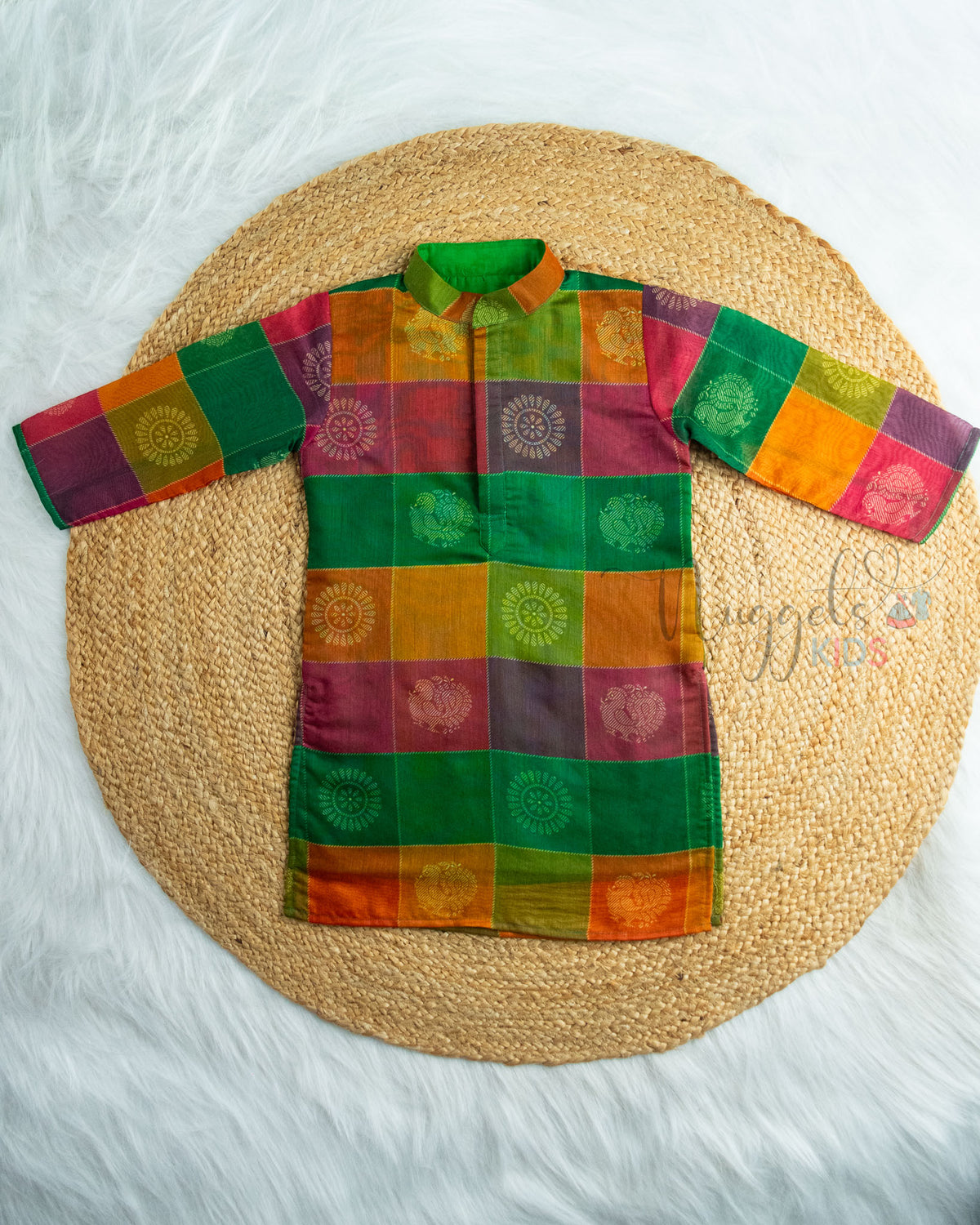 Pre Order: Green Designer Chanderi Cotton Kurta