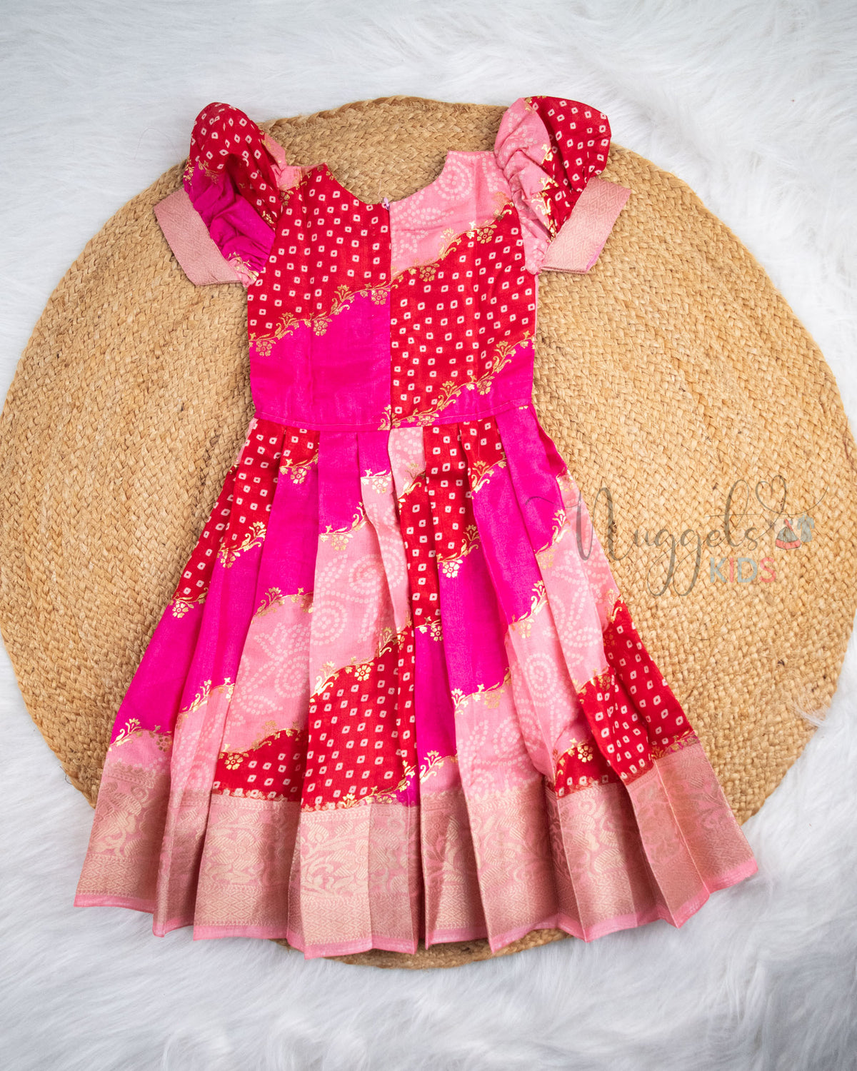 Ready to Ship: Pink Kalamkari Printed Semi Silk Pattu Gown