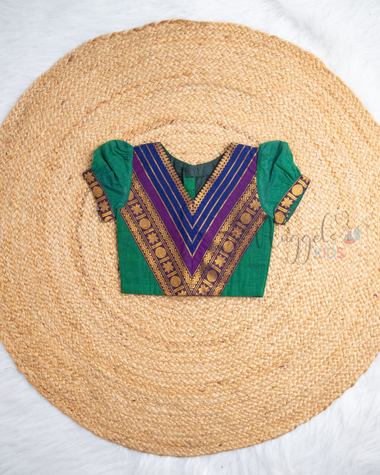 Ready to Ship: Green And Blue Chettinad Pattu Pavada