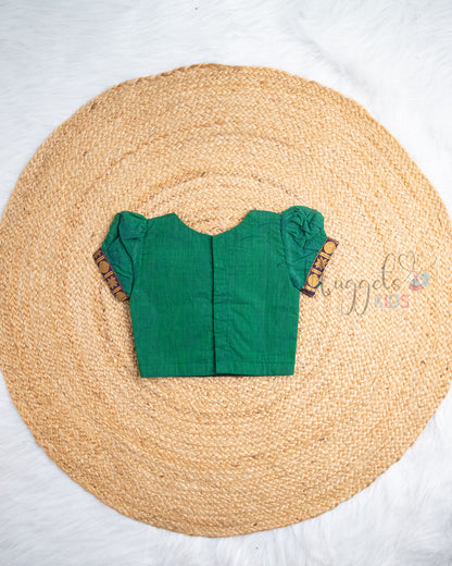 Ready to Ship: Green And Blue Chettinad Pattu Pavada