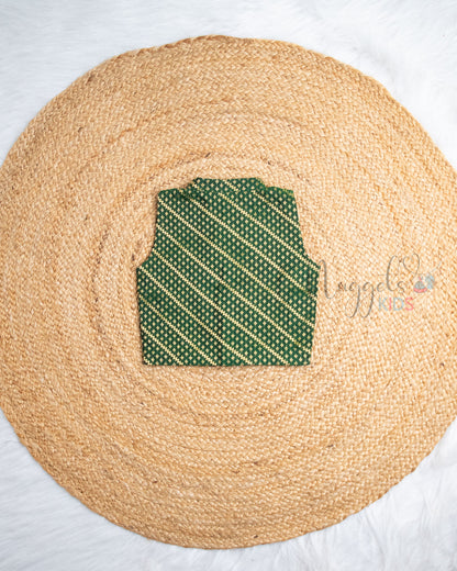 Ready to Ship: Bottle Green & Maroon Chettinad Pattu Pavada