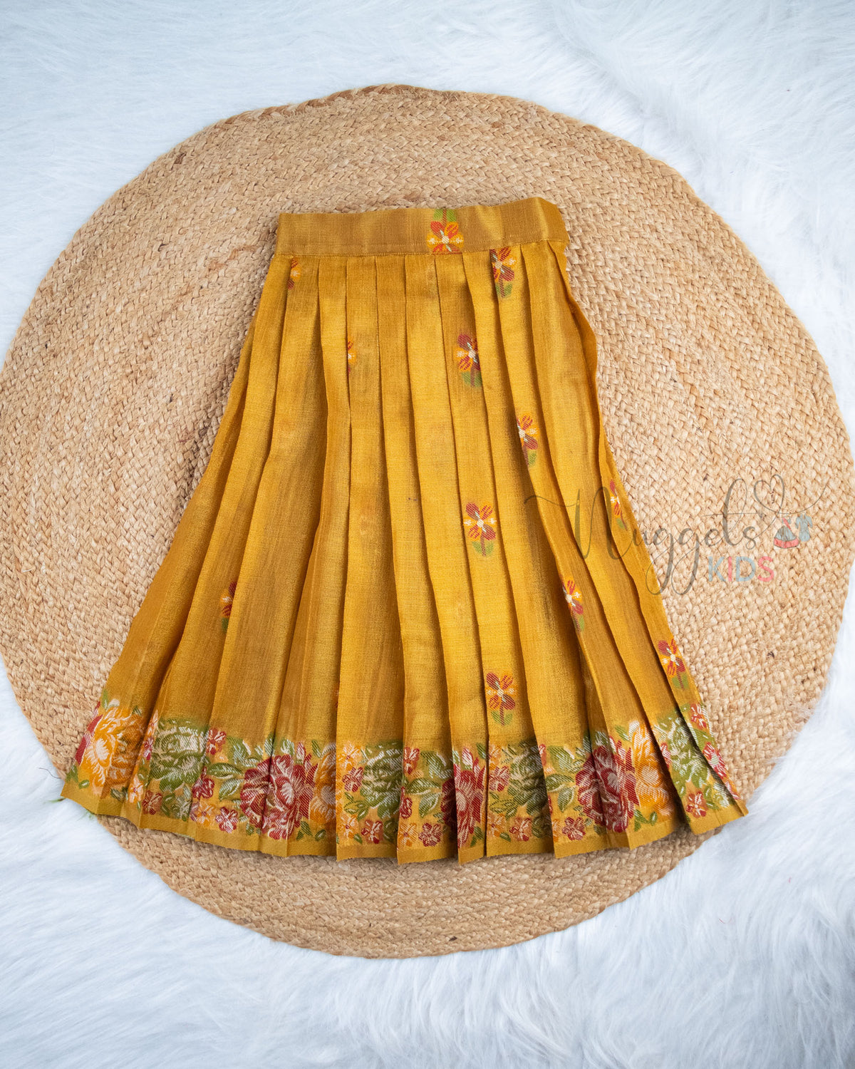 Ready to Ship: Mustard Yellow Crop Top Woven Tissue Lehenga Set