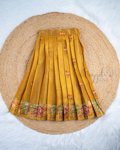 Ready to Ship: Mustard Yellow Crop Top Woven Tissue Lehenga Set