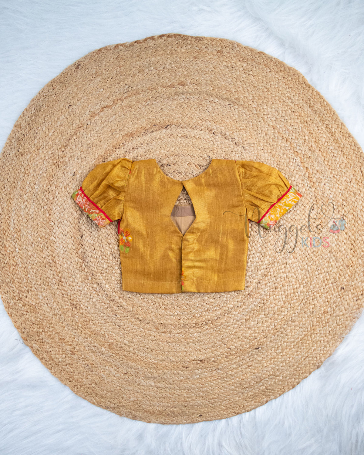 Ready to Ship: Mustard Yellow Crop Top Woven Tissue Lehenga Set
