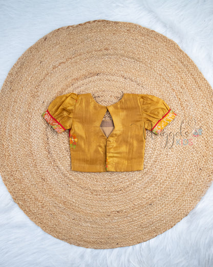 Ready to Ship: Mustard Yellow Crop Top Woven Tissue Lehenga Set