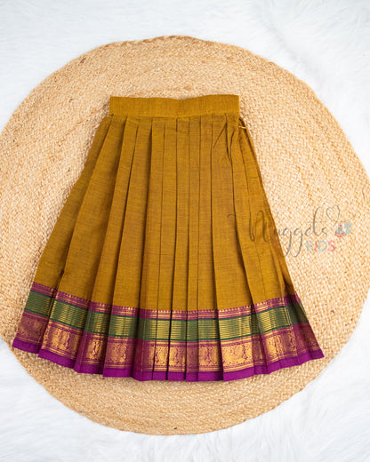 Ready to Ship: Brown And Purple Chettinad Pattu Pavada