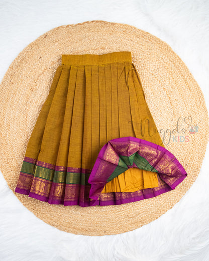 Ready to Ship: Brown And Purple Chettinad Pattu Pavada