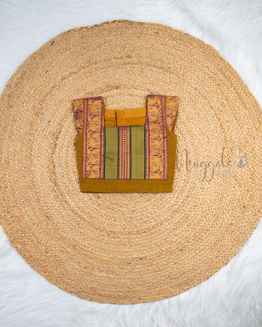 Ready to Ship: Brown And Purple Chettinad Pattu Pavada