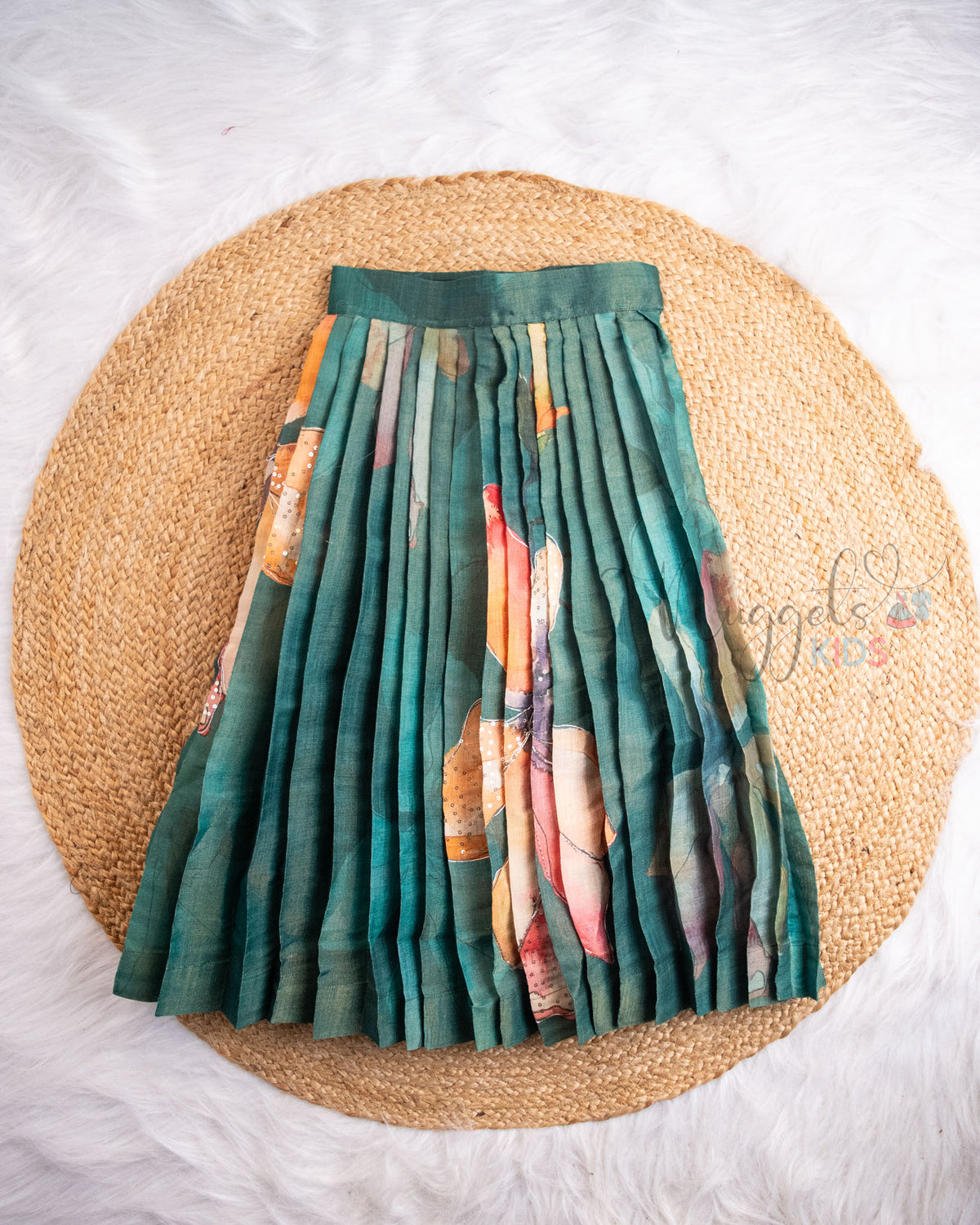 Ready to Ship: Coral Pink And Bottle Green Florals Lehenga Set