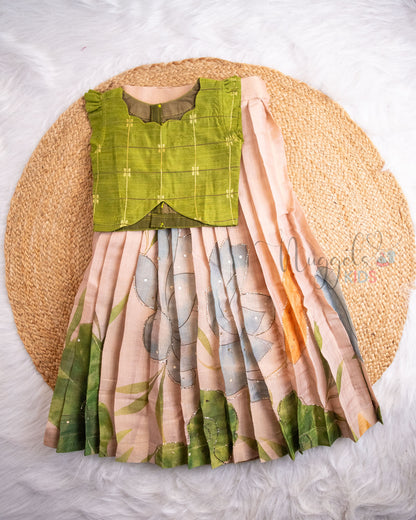 Ready to Ship: Olive Green Floral Lehenga Set