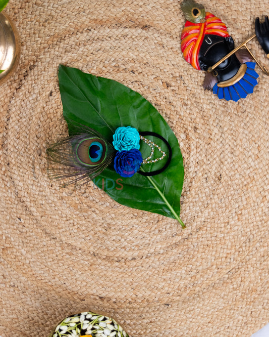 Ready to Ship: Turquoise and Blue Janmashtami Dhoti Set