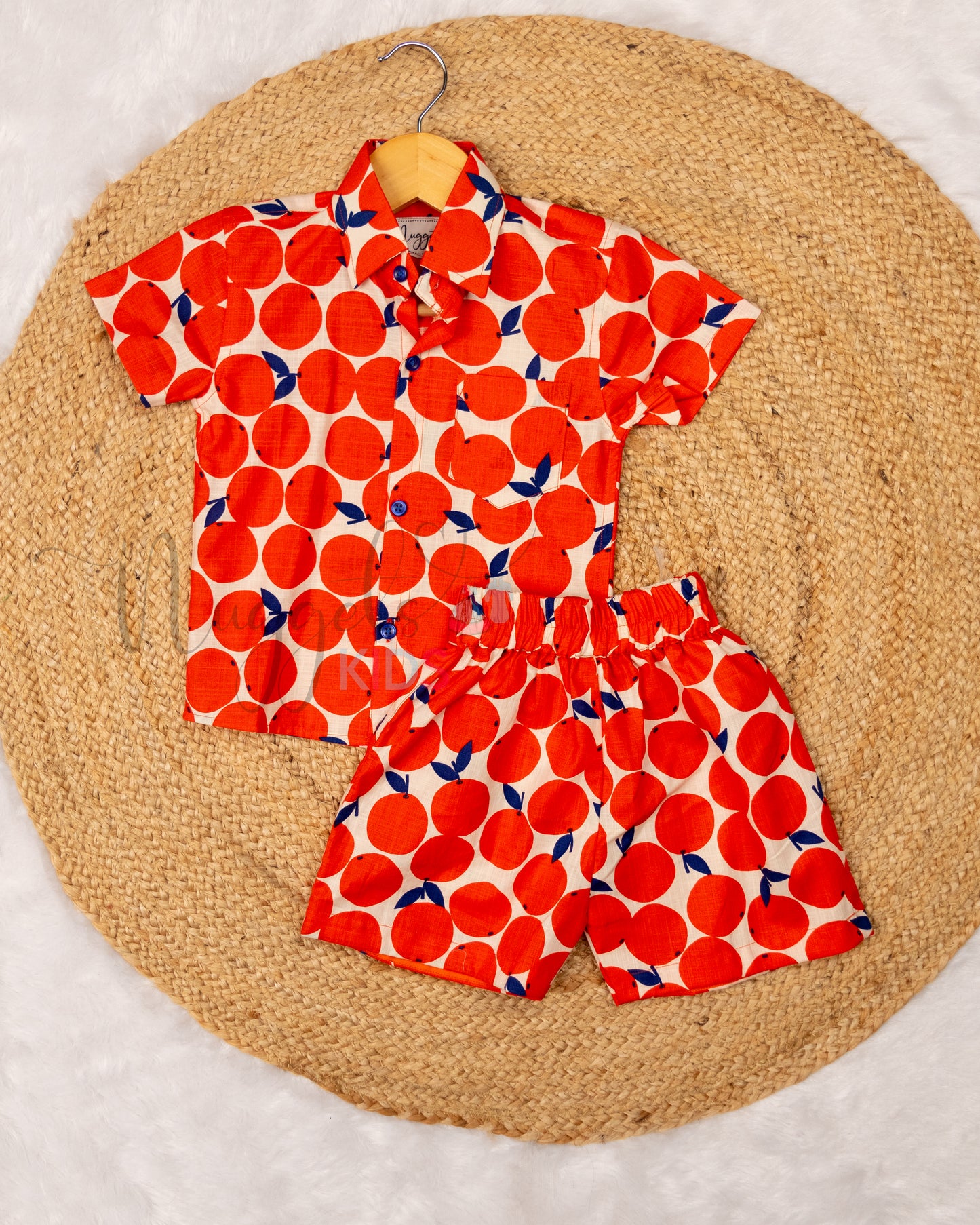 Ready to Ship: Orange Printed Linen Cotton Co-ord Set