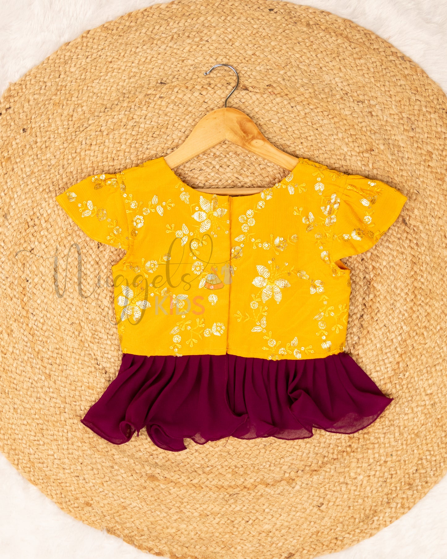 Ready to Ship: Yellow and Magenta Embroidered Sharara Set with Frill Detailing