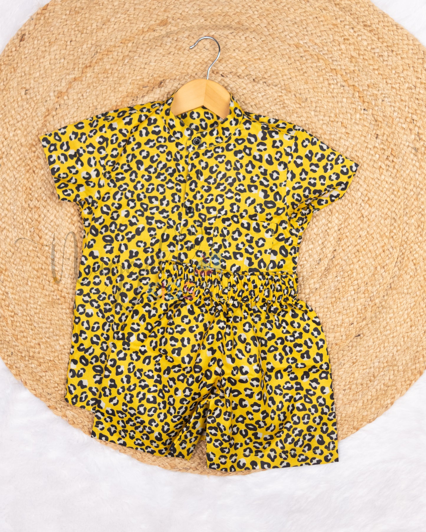 Ready to Ship: Yellow Tiger Printed Viscose Cotton Co-ord Set