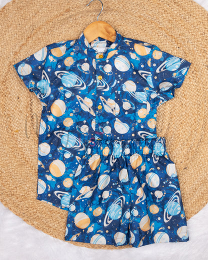 Ready to Ship: Solar System Printed Viscose Cotton Co-ord Set