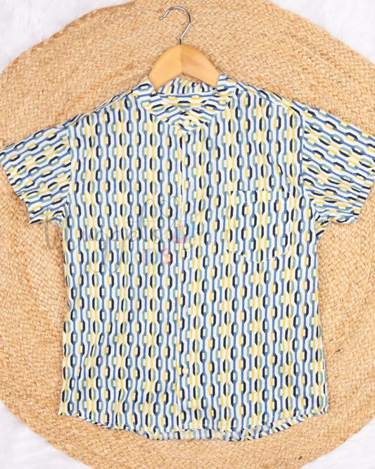 Ready to Ship: Chains Printed Cotton Shirt with Front Pocket