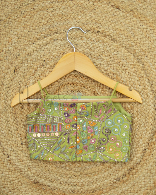 Ready to Ship: Oilve Green Designer Spaghetti Crop Top