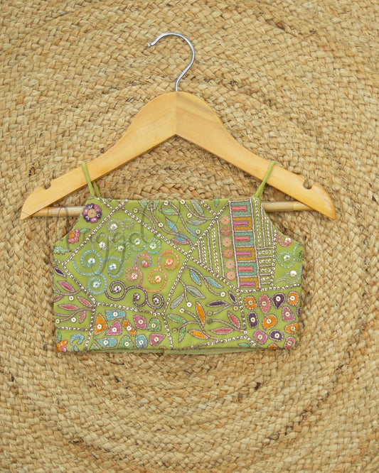 Ready to Ship: Oilve Green Designer Spaghetti Crop Top
