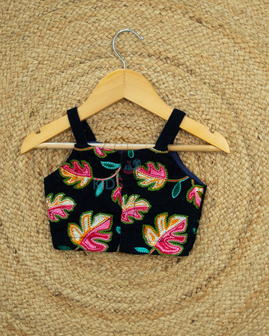 Ready to Ship: Navy Blue Designer Strap Crop Top