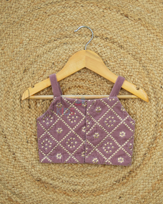 Ready to Ship: Plum Velvet Designer Strap Crop Top